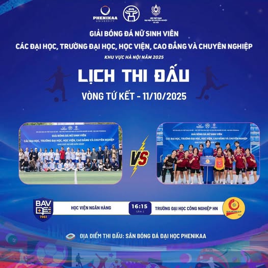 Chúc mừng đội tuyển bóng đá nữ trường Đại học Công nghiệp Hà Nội chính thức bước vào tứ kết.